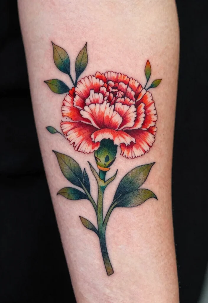 16 Carnation Flower Tattoo Ideas: Elegant, Symbolic, and Timeless - 15. Carnation With Nature Elements 1