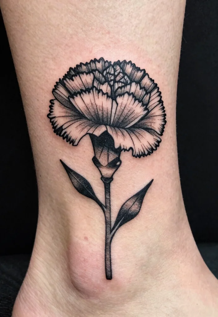 16 Carnation Flower Tattoo Ideas: Elegant, Symbolic, and Timeless - 6. Geometric Carnation Tattoo 1