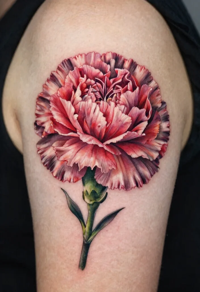 16 Carnation Flower Tattoo Ideas: Elegant, Symbolic, and Timeless - 8. Realistic Carnation Flower 1