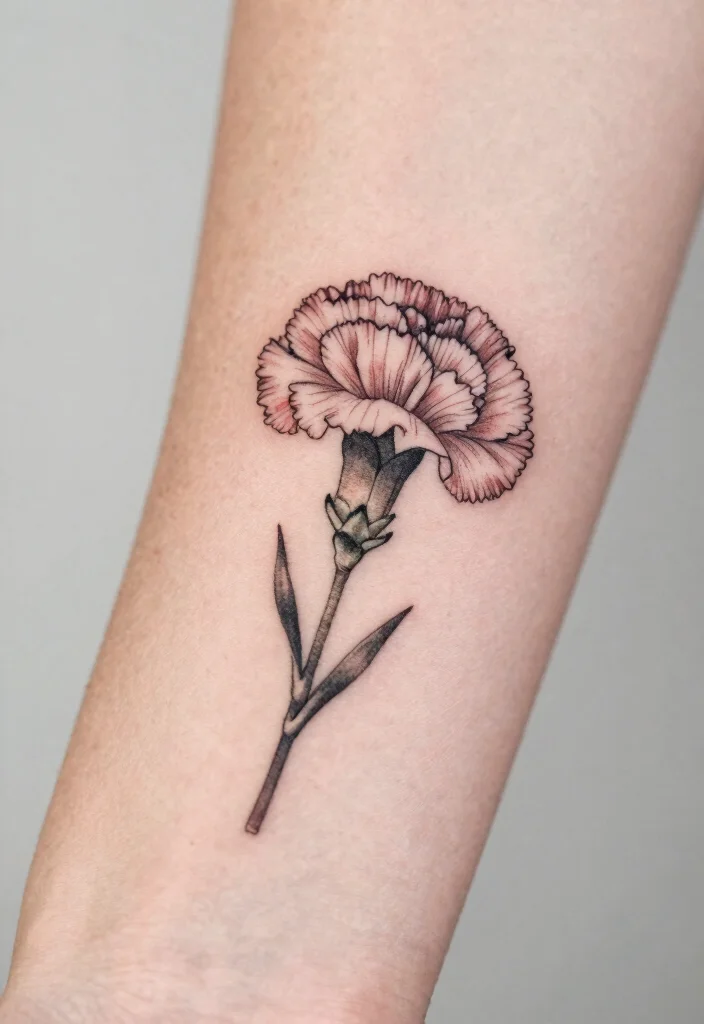 16 Carnation Flower Tattoo Ideas: Elegant, Symbolic, and Timeless - 9. Small and Delicate Carnation 1