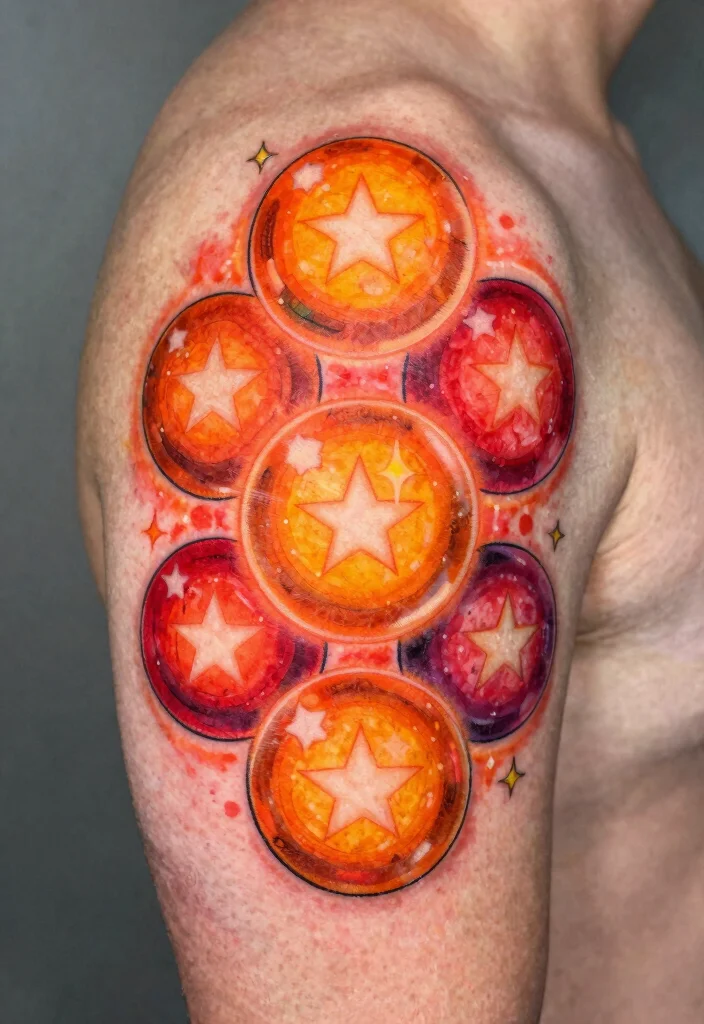 16 Dragon Ball Tattoo Ideas Perfect for Anime Fans - 14. A Collection of Dragon Balls 1