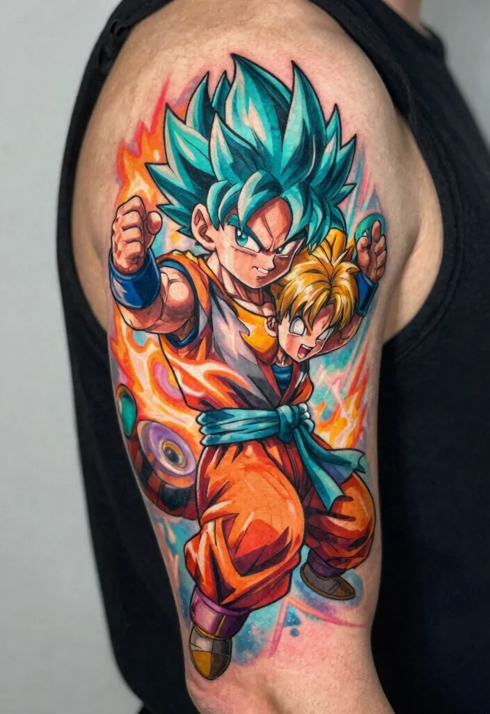 16 Dragon Ball Tattoo Ideas Perfect for Anime Fans - 15. Goten and Trunks' Fusion 1