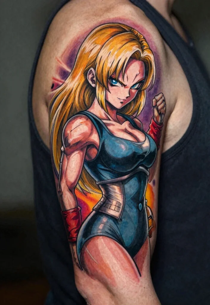16 Dragon Ball Tattoo Ideas Perfect for Anime Fans - 16. Android 18's Strength 1