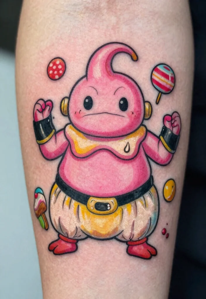 16 Dragon Ball Tattoo Ideas Perfect for Anime Fans - 4. Majin Buu's Whimsical Form 1