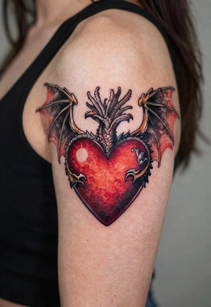16 Dragon Tattoo for Women Ideas: Elegant, Powerful, and Unique - 11. Dragon Heart Tattoo 1