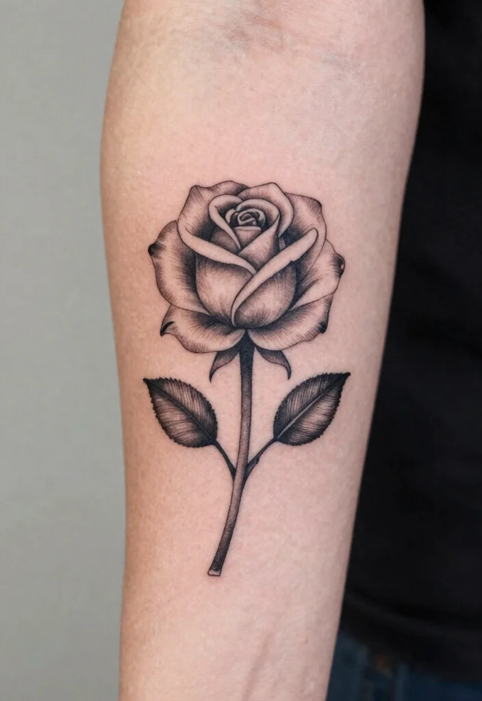 16 Fine Line Rose Tattoo Ideas: Minimal, Soft, and Delicate - 16. Side Profile Rose Tattoo 1