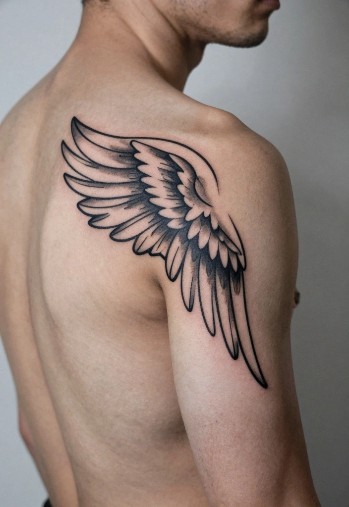 16 Guardian Angel Tattoo for Men Ideas Protective and Emotional - 1. Simple Angel Wings 1