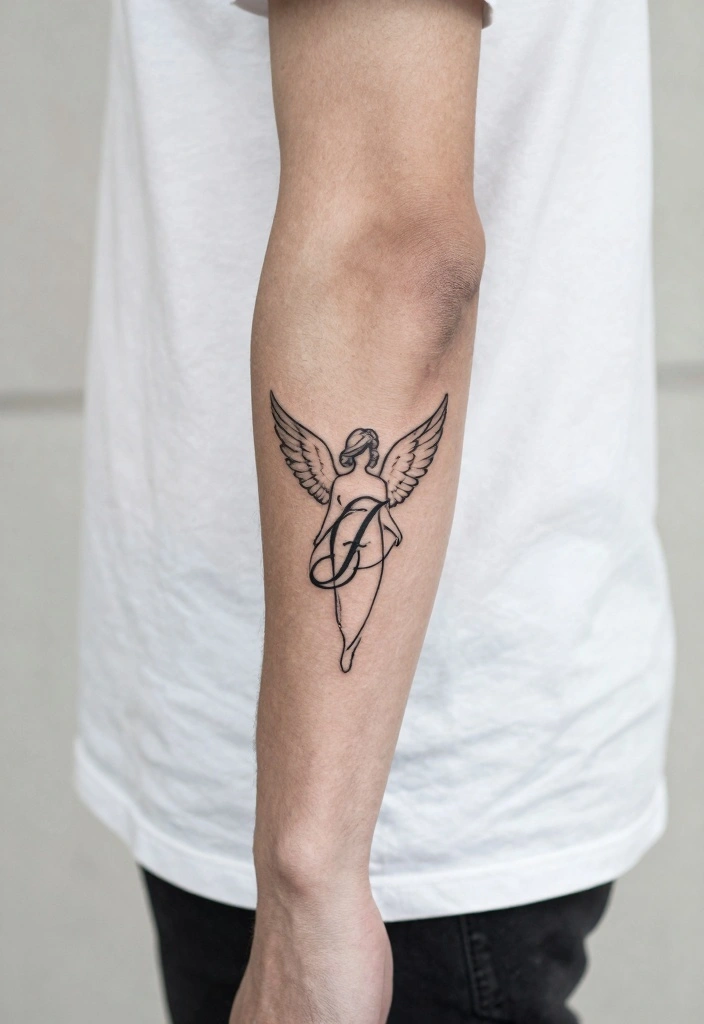 16 Guardian Angel Tattoo for Men Ideas Protective and Emotional - 15. Angel Symbol with Personal Touch 1