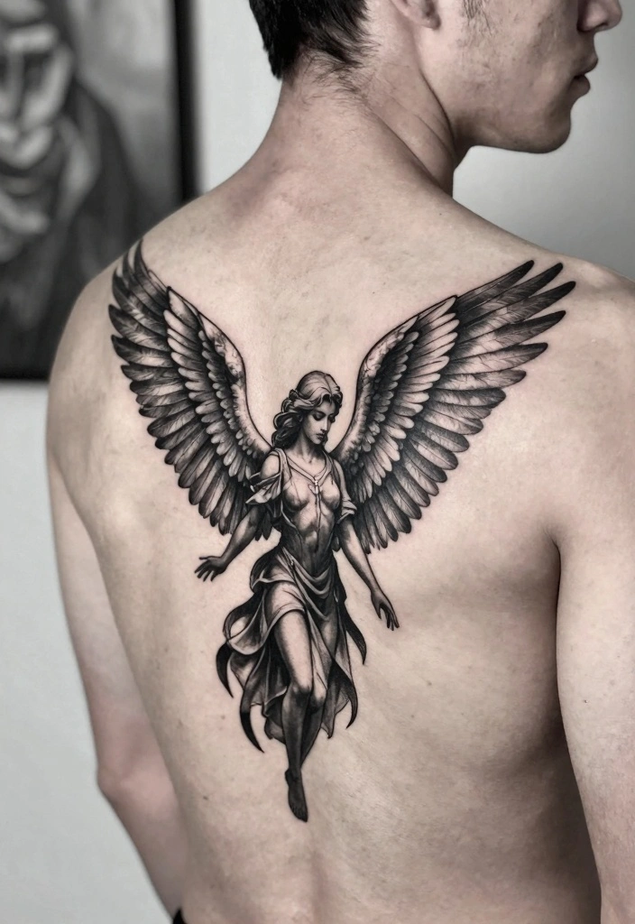 16 Guardian Angel Tattoo for Men Ideas Protective and Emotional - 8. Guardian Angel in Flight 1