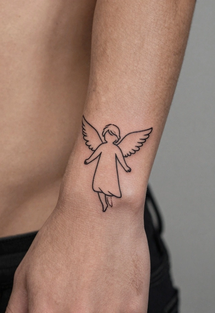 16 Guardian Angel Tattoo for Men Ideas Protective and Emotional - 9. Simple Angel Icon 1