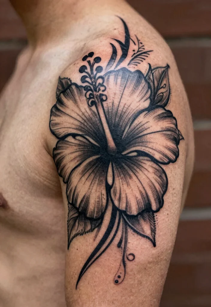 16 Hibiscus Flower Tattoo Ideas Tropical Bold and Beautiful - 13. Hibiscus Tribal Design 1