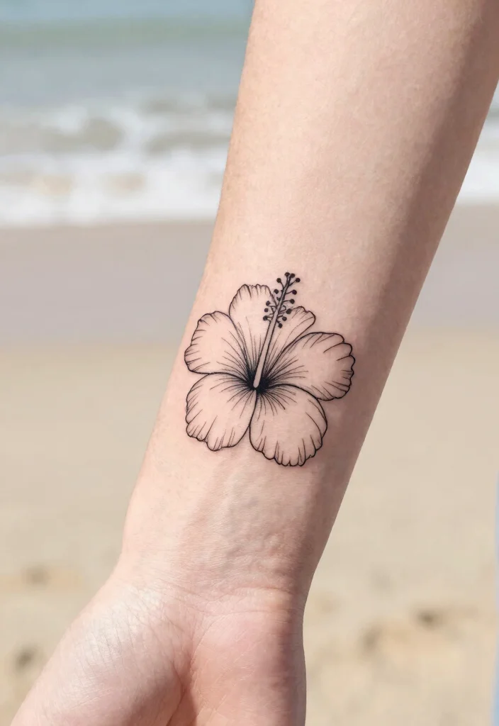 16 Hibiscus Flower Tattoo Ideas Tropical Bold and Beautiful - 2. Minimalist Hibiscus Outline 1