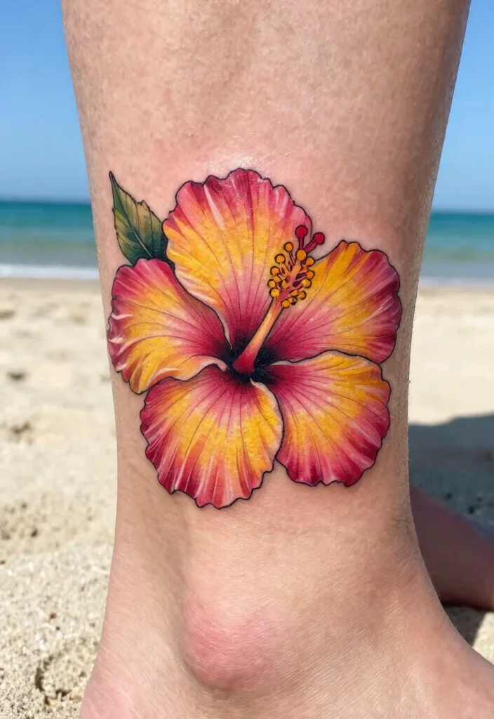 16 Hibiscus Flower Tattoo Ideas Tropical Bold and Beautiful - 9. Two-Tone Hibiscus 1