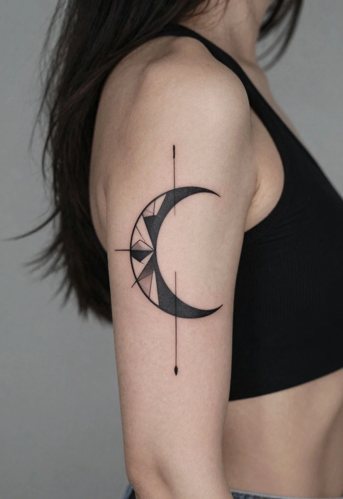 16 Moon Cycle Tattoo Ideas Symbolic Feminine and Spiritual - 13. Geometric Moon Designs 1
