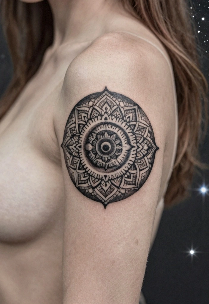 16 Moon Cycle Tattoo Ideas Symbolic Feminine and Spiritual - 2. Full Moon with Mandala Patterns 1