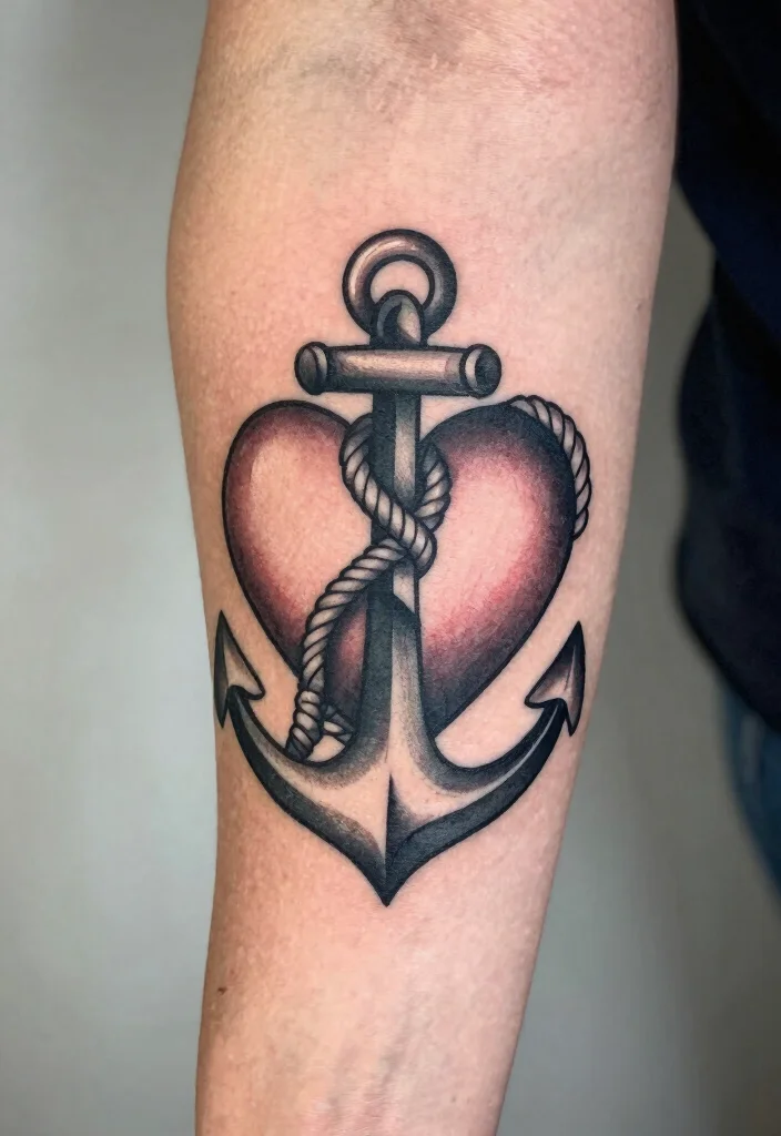 16 Open Heart Tattoo Ideas: Vulnerable, Artistic, and Meaningful - 12. Heart and Anchor Combo 1