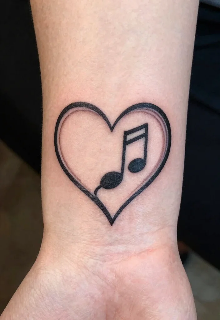 16 Open Heart Tattoo Ideas: Vulnerable, Artistic, and Meaningful - 13. Music Note Heart 1