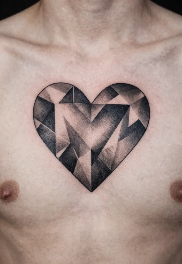 16 Open Heart Tattoo Ideas: Vulnerable, Artistic, and Meaningful - 4. Geometric Heart Design 1