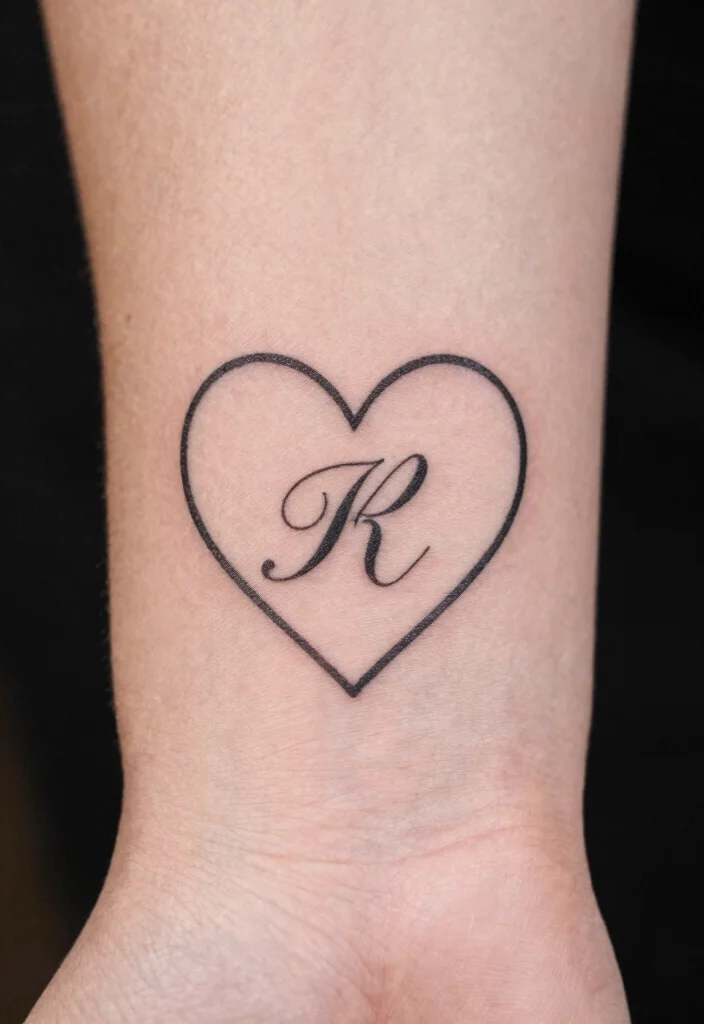 16 Open Heart Tattoo Ideas: Vulnerable, Artistic, and Meaningful - 5. Minimalist Heart with Initials 1