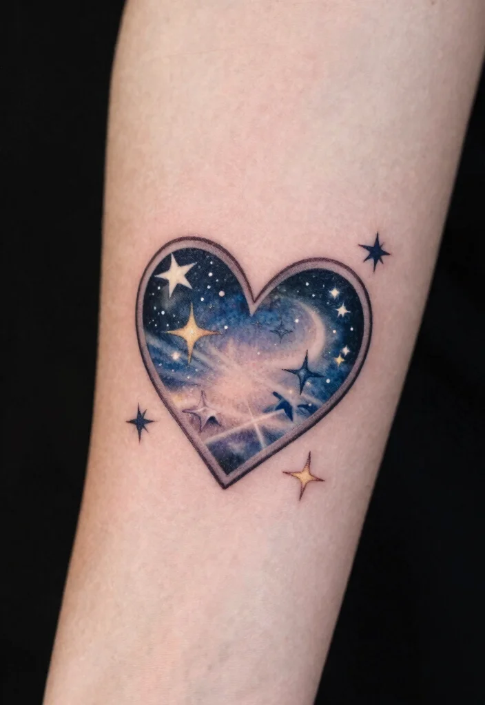 16 Open Heart Tattoo Ideas: Vulnerable, Artistic, and Meaningful - 9. Open Heart with Stars 1