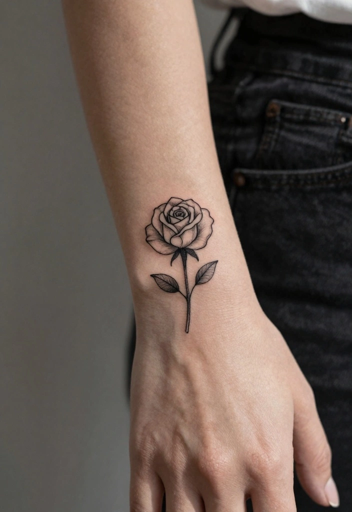 16 Rose Tattoo Arm Ideas Perfect for Statement Ink - 3. Minimalist Rose Designs 1