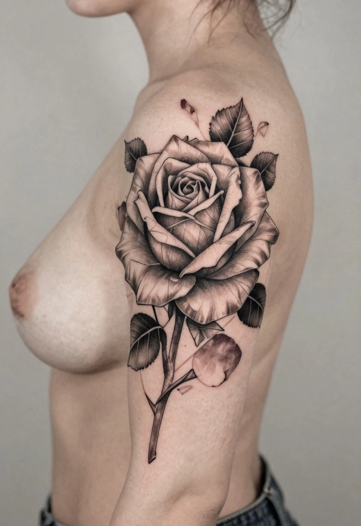 16 Rose Tattoo Arm Ideas Perfect for Statement Ink - 7. Geometric Rose Tattoos 1