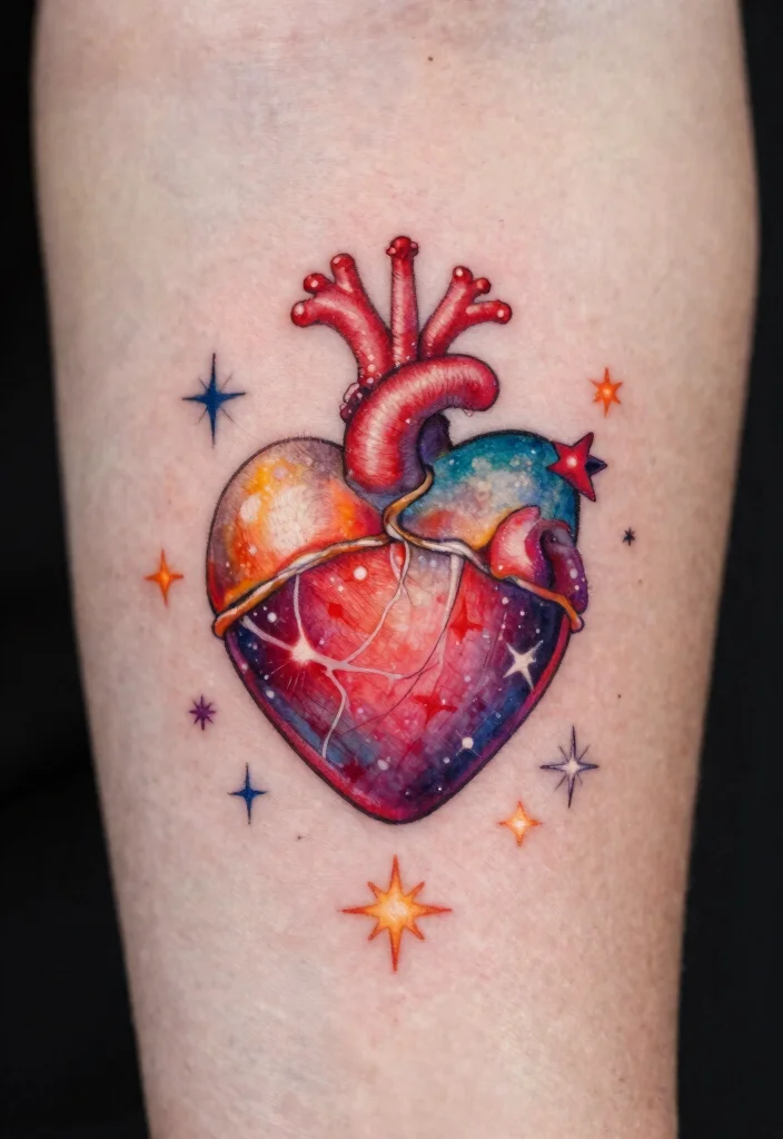 16 Sacred Heart Tattoo Ideas: Powerful, Symbolic, and Timeless - 13. Sacred Heart with Stars 1