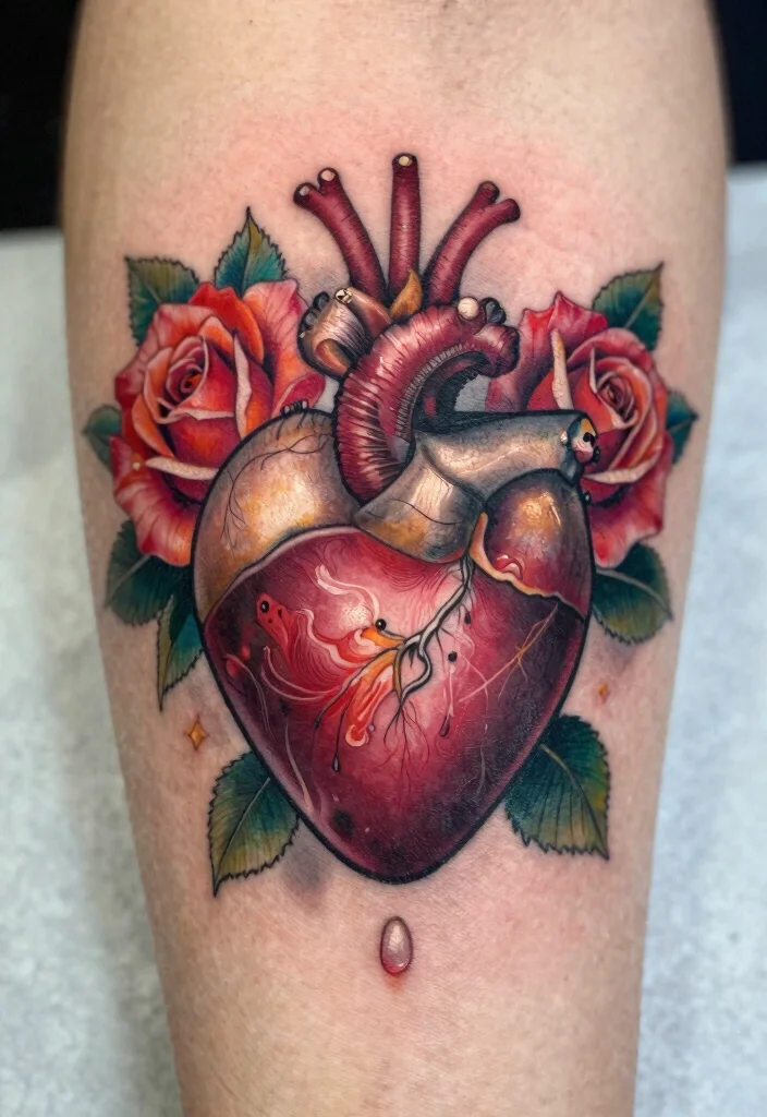 16 Sacred Heart Tattoo Ideas: Powerful, Symbolic, and Timeless - 2. Sacred Heart Surrounded by Roses 1