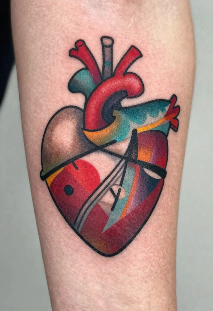 16 Sacred Heart Tattoo Ideas: Powerful, Symbolic, and Timeless - 4. Abstract Sacred Heart Ink 1