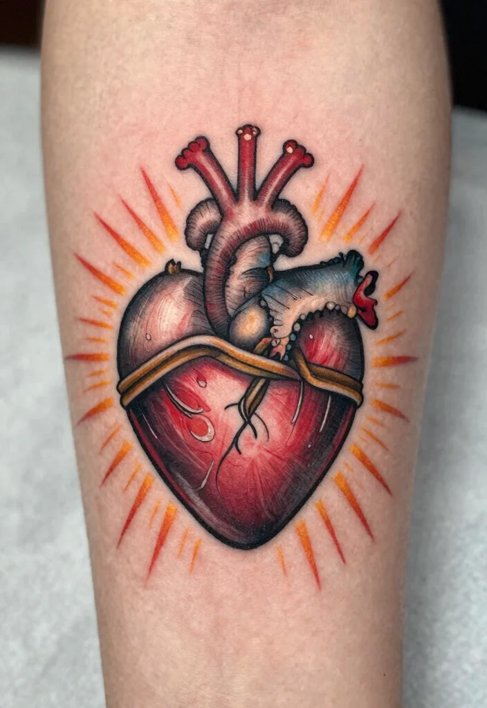 16 Sacred Heart Tattoo Ideas: Powerful, Symbolic, and Timeless - 5. Sacred Heart with a Cross 1