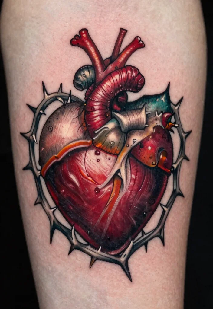 16 Sacred Heart Tattoo Ideas: Powerful, Symbolic, and Timeless - 6. Sacred Heart with Thorns 1