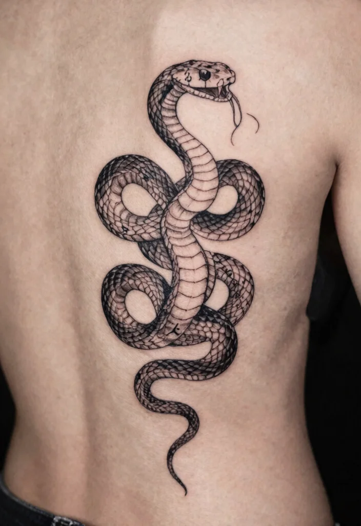 16 Snake Spine Tattoo Ideas: Elegant, Fierce, and Eye-Catching - 16. Symbolic Snake Tattoo 1