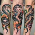 16 Snake With Flowers Tattoo Ideas: Soft Balance of Power and Beauty