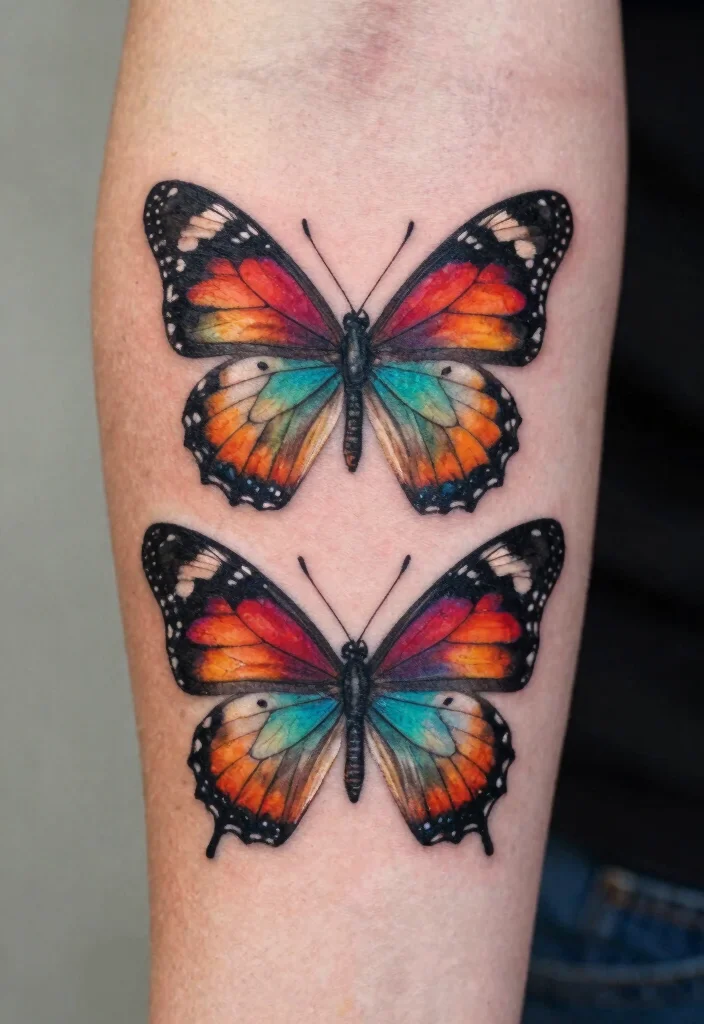 17 3D Butterfly Tattoo Ideas That Look Incredibly Real - 11. The Double Butterfly Design 1