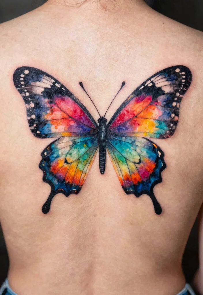 17 3D Butterfly Tattoo Ideas That Look Incredibly Real - 8. The Colorful Watercolor Effect 1