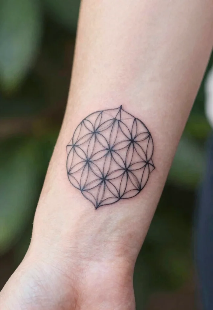 17 Flower of Life Tattoo Ideas: Sacred Geometry with Powerful Symbolism - 1. Minimalistic Line Art 1