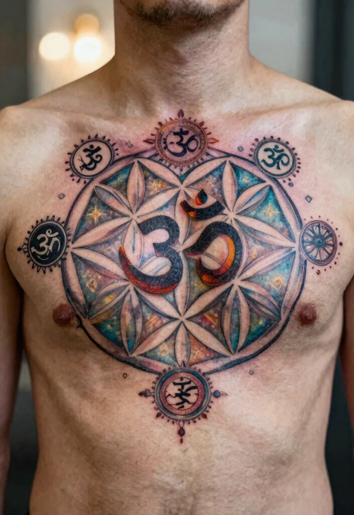 17 Flower of Life Tattoo Ideas: Sacred Geometry with Powerful Symbolism - 6. Spiritual Symbols Integration 1