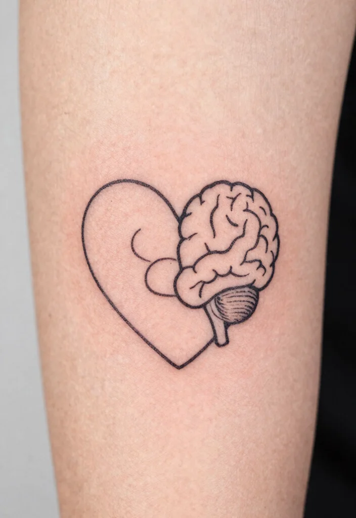 17 Heart and Brain Tattoo Ideas Deep Symbolism With Artistic Balance - 11. The Minimalist Approach 1