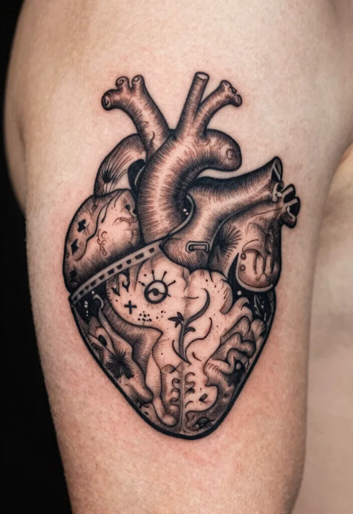 17 Heart and Brain Tattoo Ideas Deep Symbolism With Artistic Balance - 16. The Cultural Symbol 1
