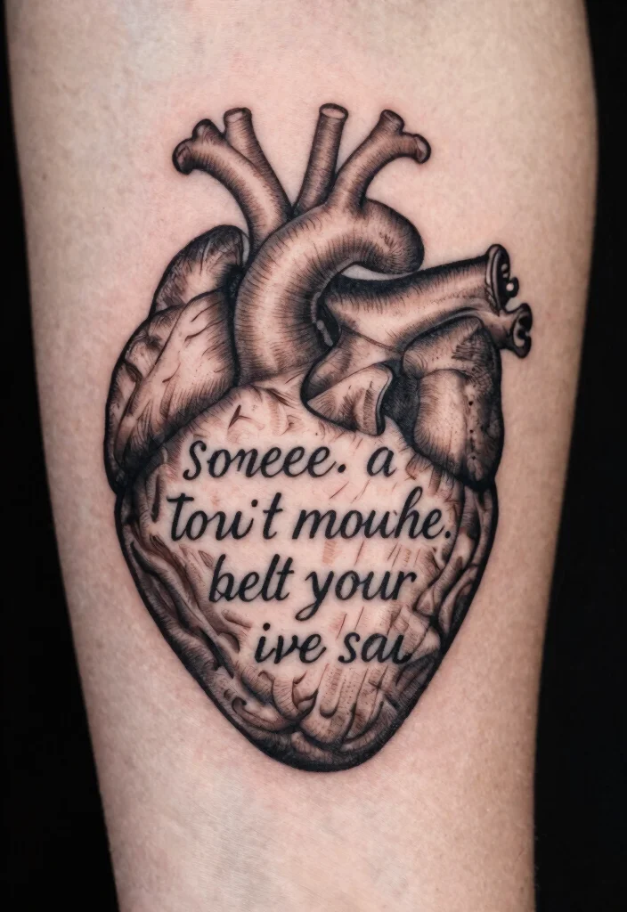 17 Heart and Brain Tattoo Ideas Deep Symbolism With Artistic Balance - 17. The Personal Mantra 1
