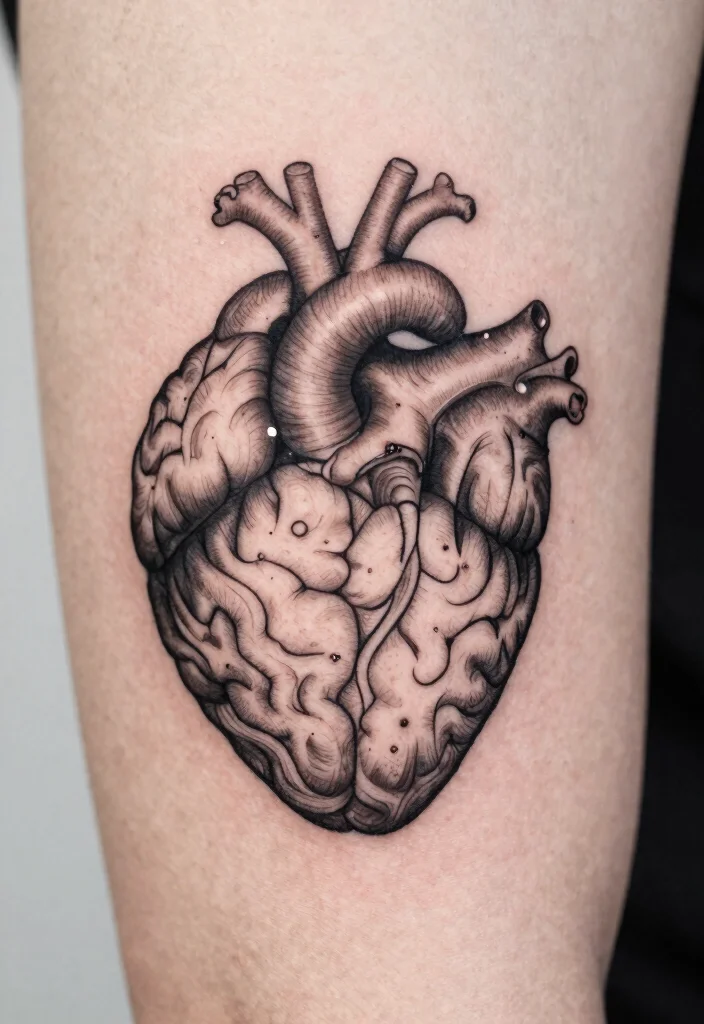 17 Heart and Brain Tattoo Ideas Deep Symbolism With Artistic Balance - 6. The Intertwined Design 1