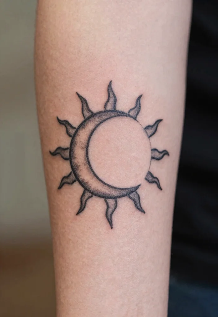 17 Sun and Moon Tattoo Ideas Balance Energy and Meaning - 17. Hand-Poked Sun and Moon 1