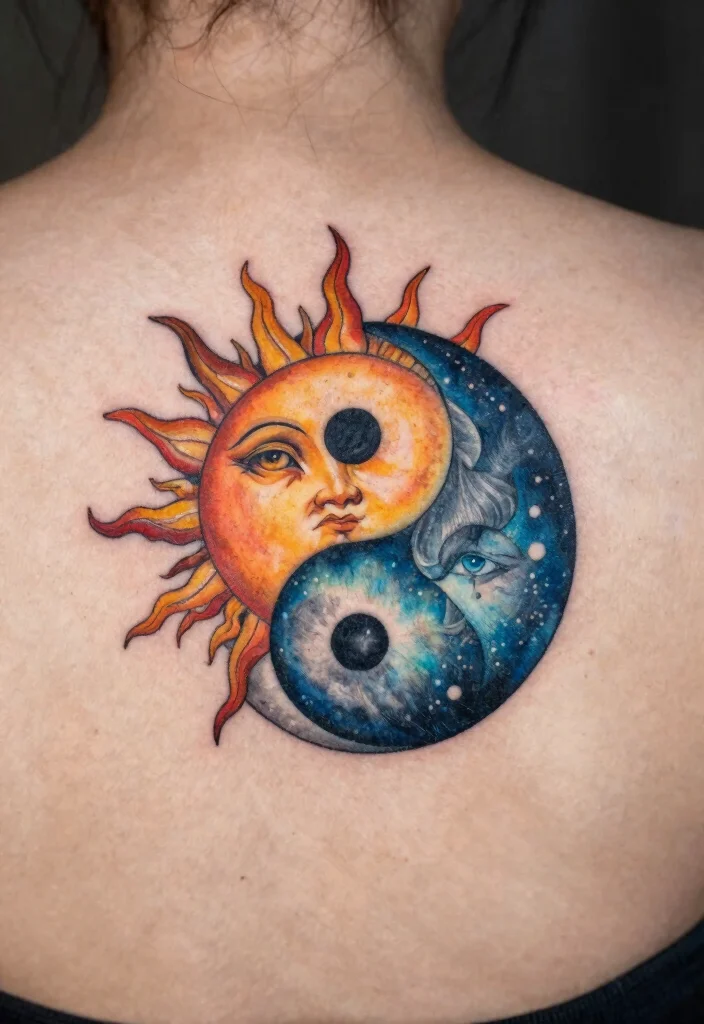 17 Sun and Moon Tattoo Ideas Balance Energy and Meaning - 4. Yin Yang Sun and Moon 1