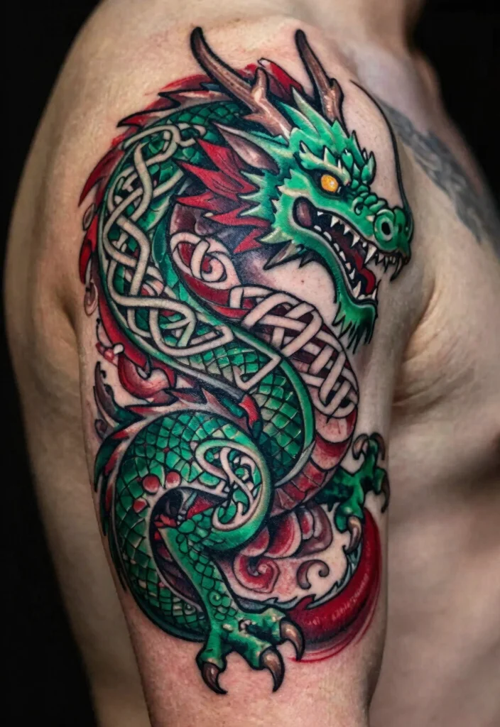 17 Traditional Dragon Tattoo Ideas: Classic, Fierce and Timeless - 1. Fierce Celtic Dragon 1