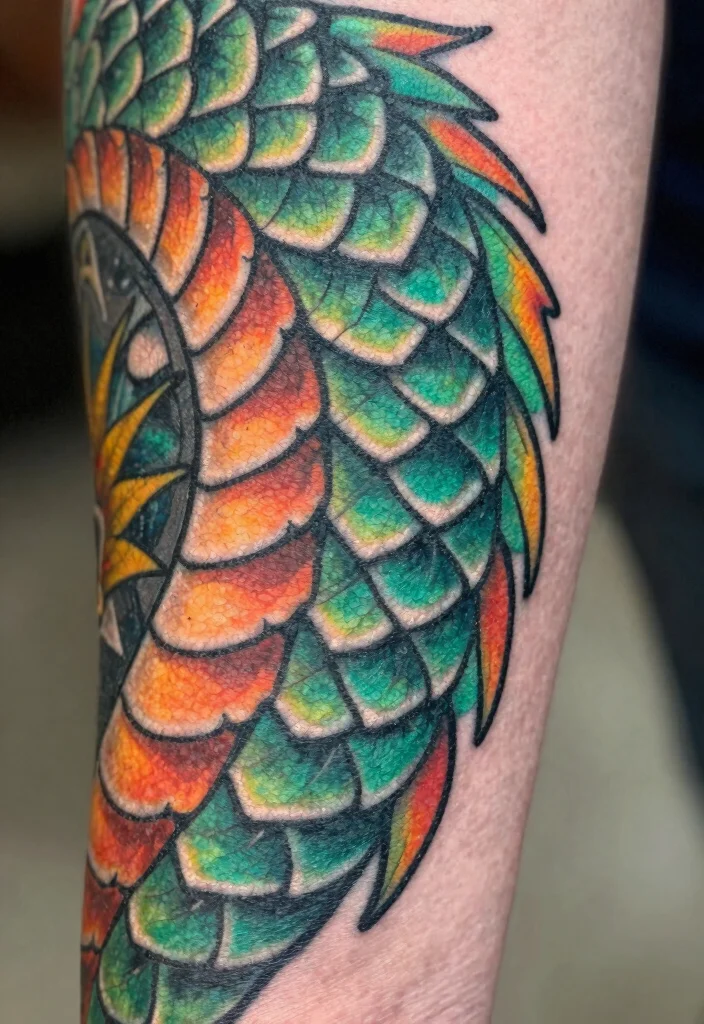 17 Traditional Dragon Tattoo Ideas: Classic, Fierce and Timeless - 11. Dragon Scale Pattern 1