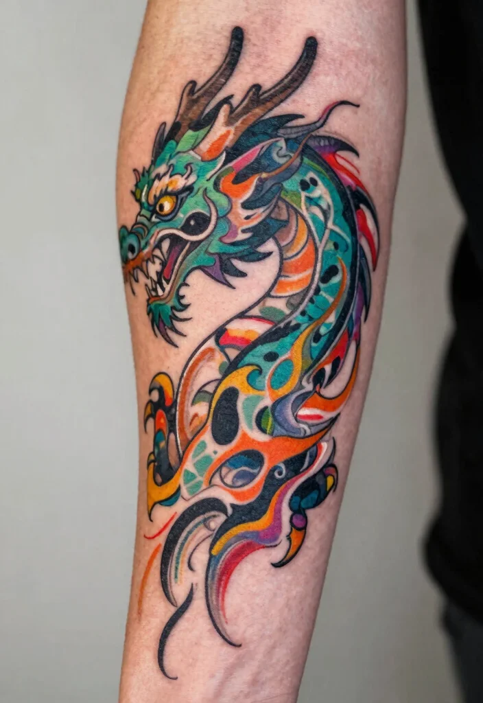 17 Traditional Dragon Tattoo Ideas: Classic, Fierce and Timeless - 17. Abstract Dragon Design 1
