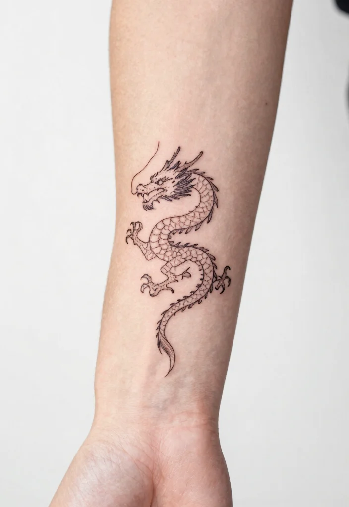17 Traditional Dragon Tattoo Ideas: Classic, Fierce and Timeless - 3. Minimalist Dragon Design 1