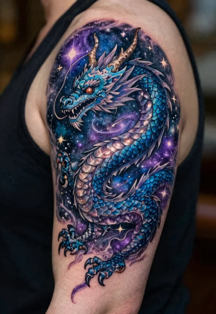 17 Traditional Dragon Tattoo Ideas: Classic, Fierce and Timeless - 8. Celestial Dragon Tattoos 1
