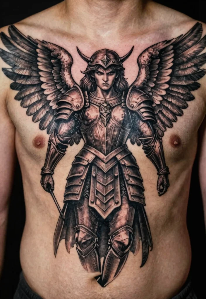 18 Angel Warrior Tattoo Ideas: Fierce, Protective, and Epic - 14. Angel in Armor 1