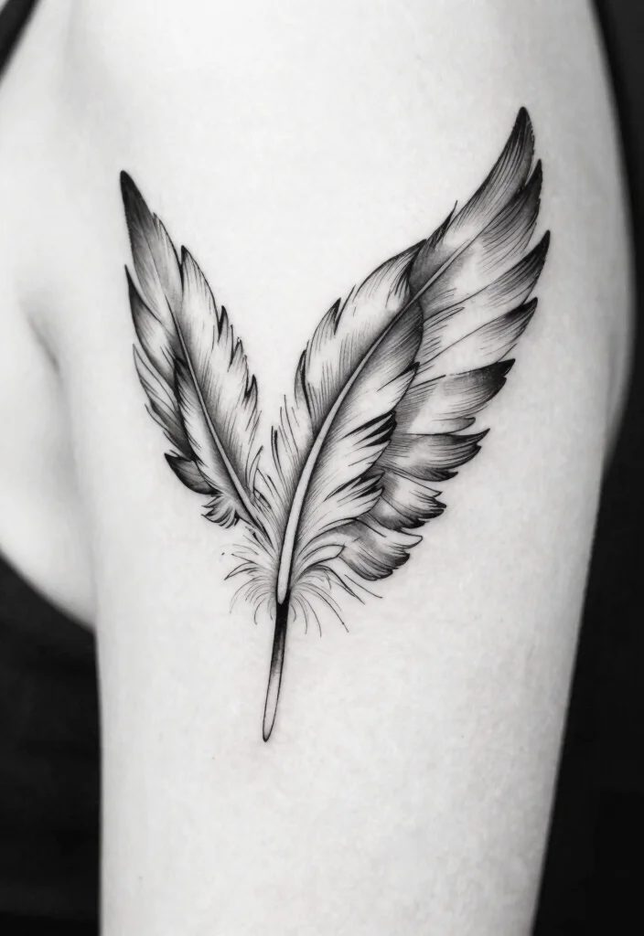 18 Angel Wings Tattoo Stencil Ideas Detailed Symmetrical and Bold - 1. Minimalist Feathered Wings 1